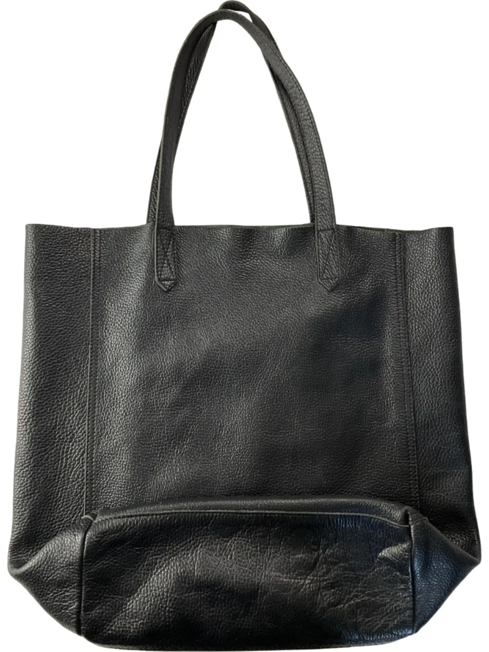 Black Leather Tote Bag - Classic Women's Carryall
